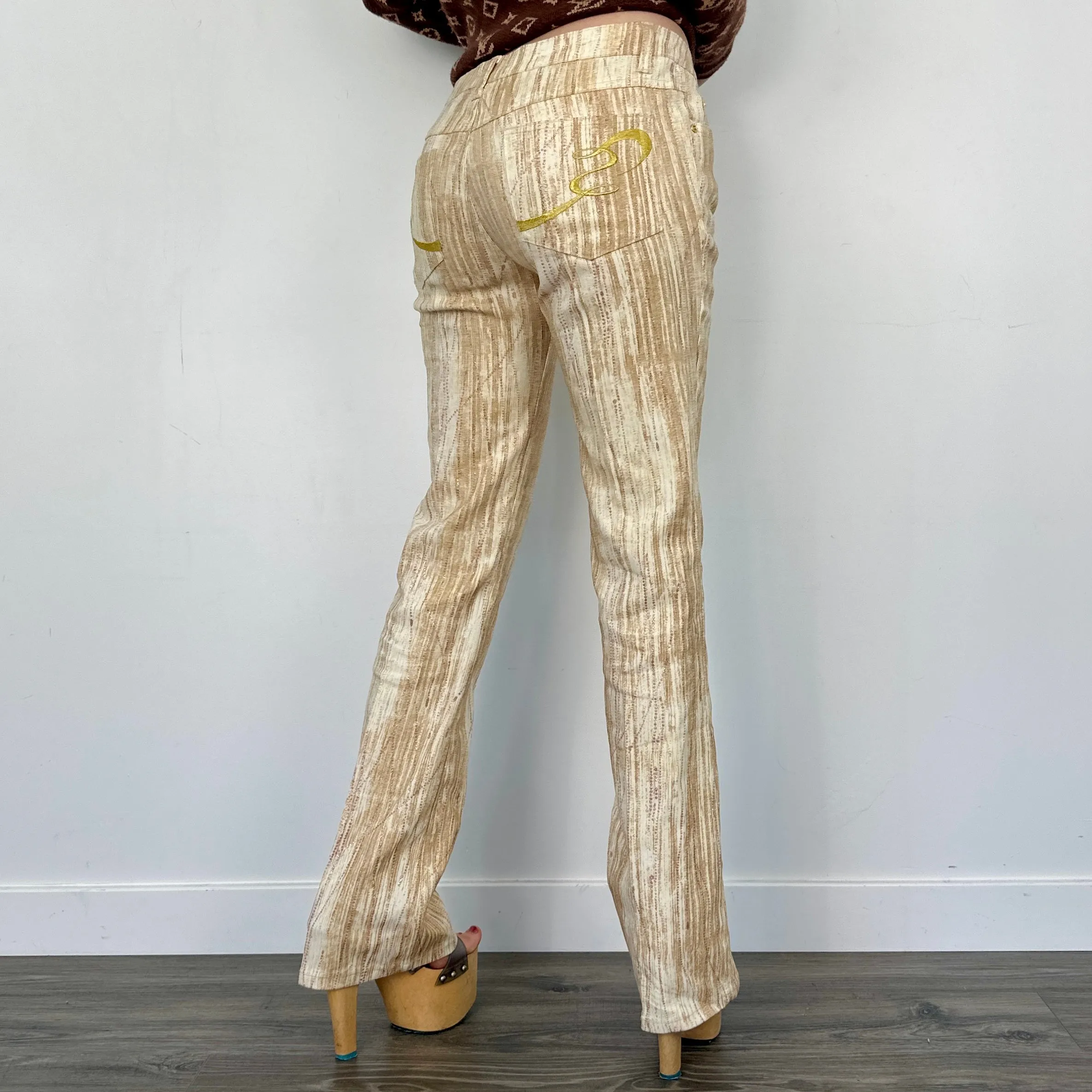 2000s Glitter Flare Pants (M/L)