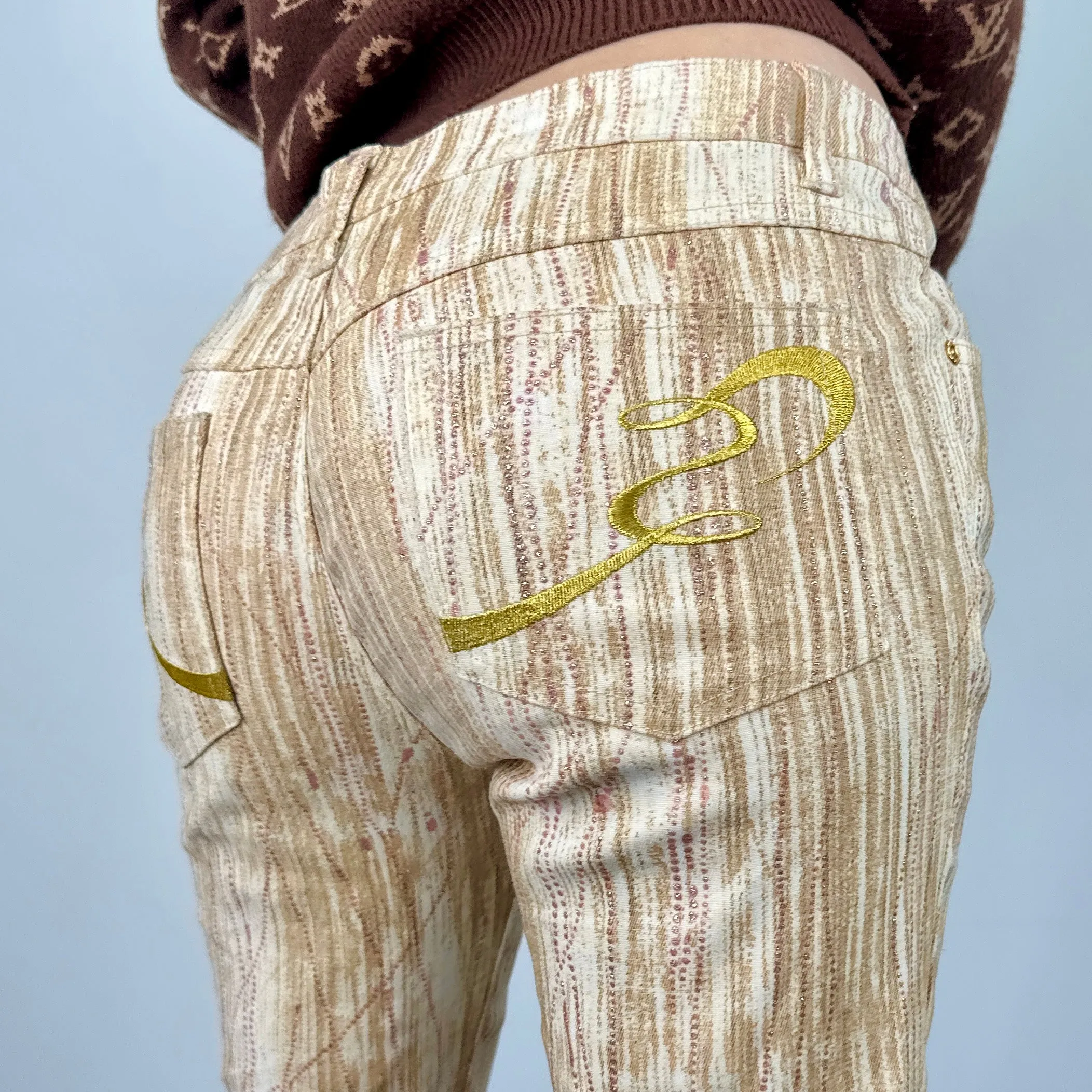2000s Glitter Flare Pants (M/L)