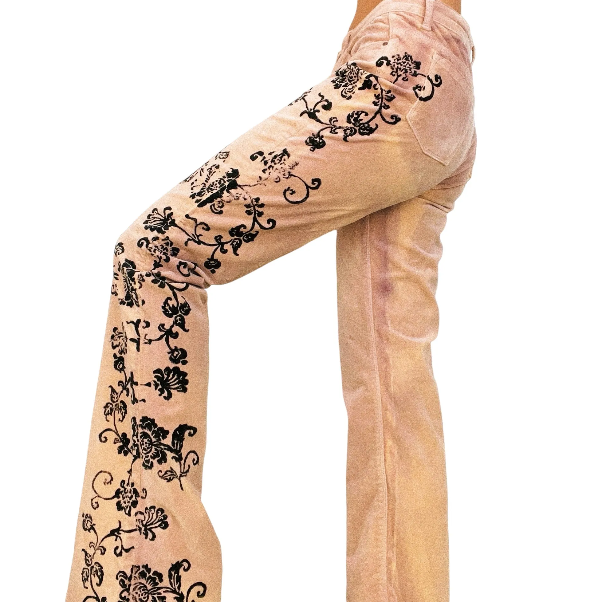 Bebe Velvet Floral Flare Pants (S/M)