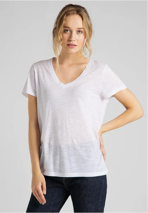 Lee Women's T-shirt V-Neck Neck Tee L41JENLJ bright white