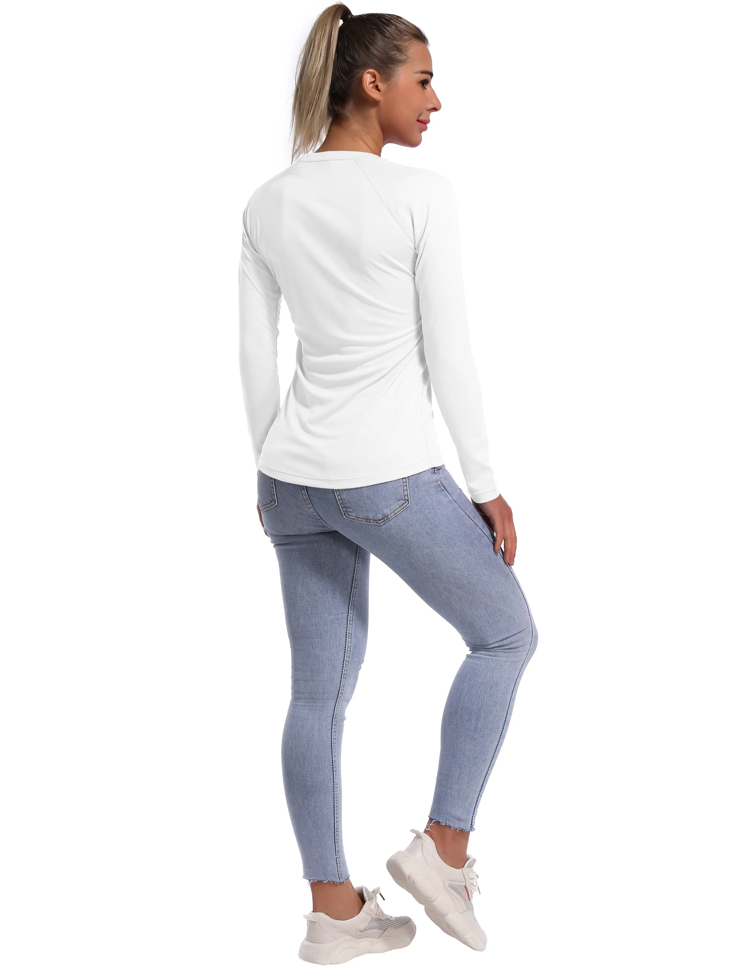 Long Sleeve Athletic Shirts white_yogastudio