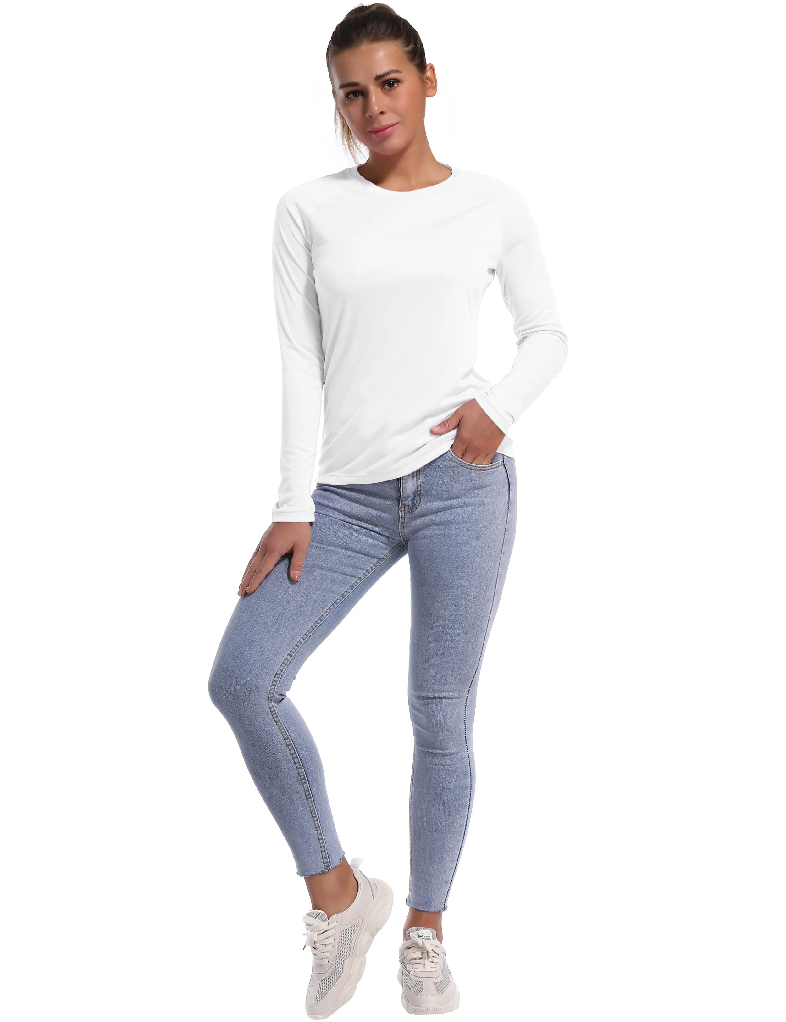 Long Sleeve Athletic Shirts white_yogastudio