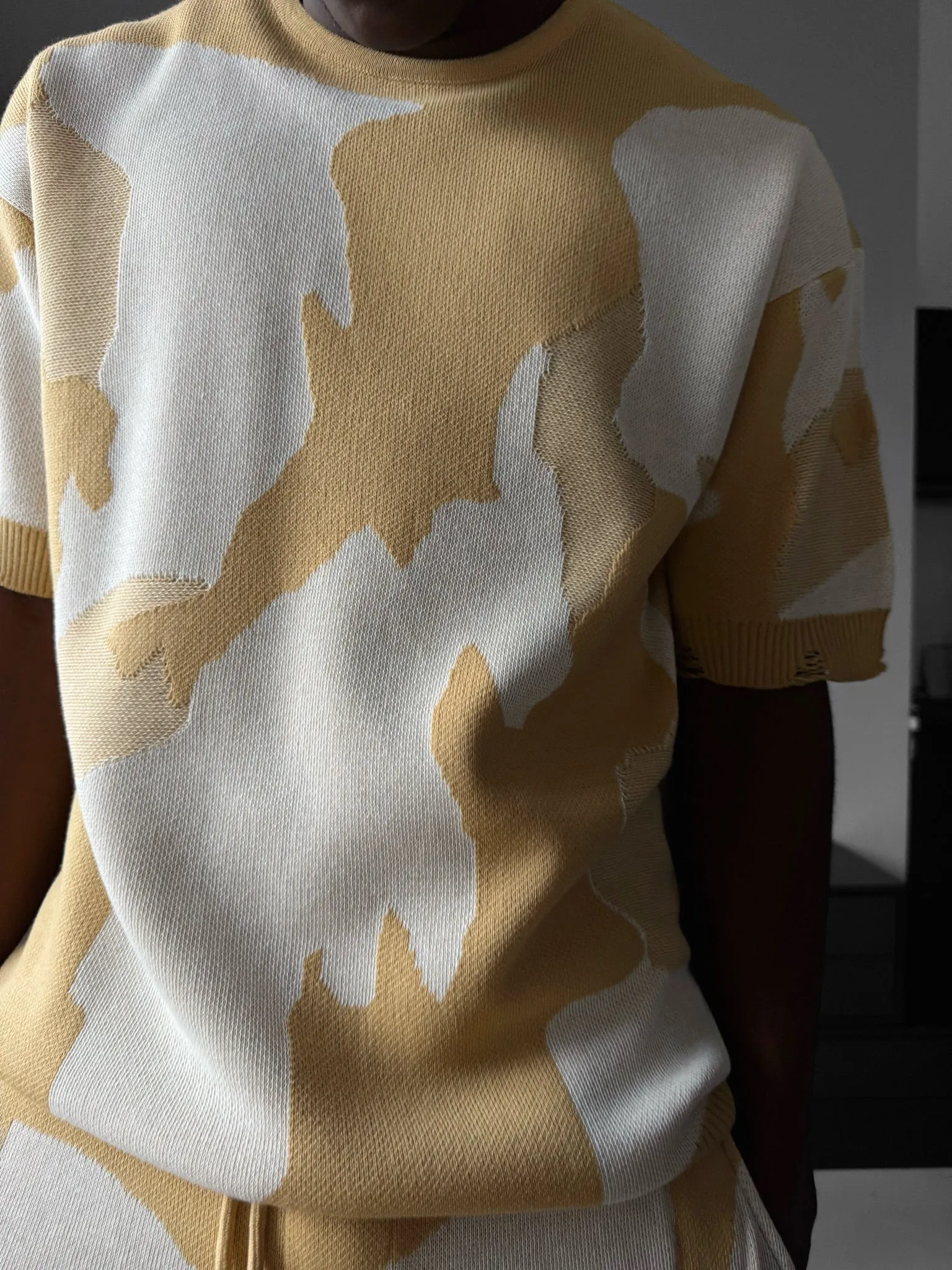 Oversize Alpenglow Knit T-Shirt - Beige