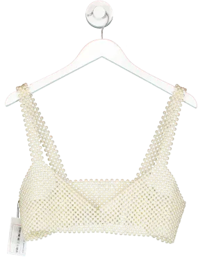 White Pearl Crop Top UK S